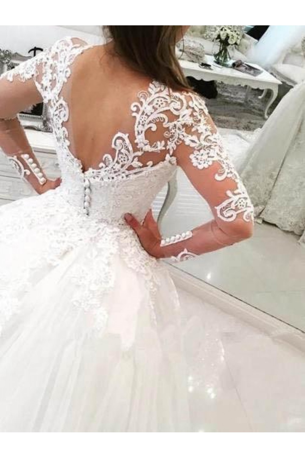 Trendy Lace Long Sleeve Mermaid Wedding Gown TWA228