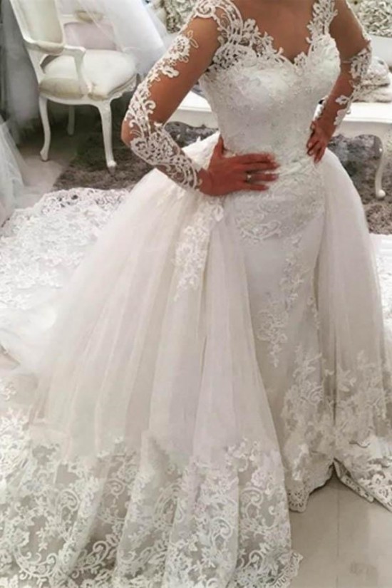 Mermaid Lace Wedding Dresses Bridal Gowns with Long Sleeves 903082 Mermaid Lace Wedding Dresses Bridal Gowns with Long Sleeves 903082
