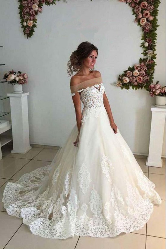 A-Line Off the Shoulder Lace Wedding Dresses Bridal Gowns 903090 A-Line Off the Shoulder Lace Wedding Dresses Bridal Gowns 903090