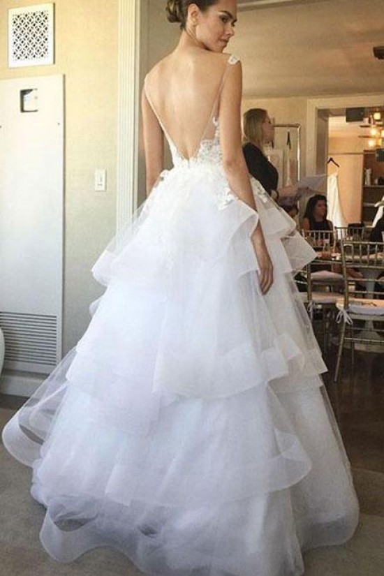 A-Line Lace and Tulle V Neck Wedding Dresses Bridal Gowns 903093 A-Line Lace and Tulle V Neck Wedding Dresses Bridal Gowns 903093