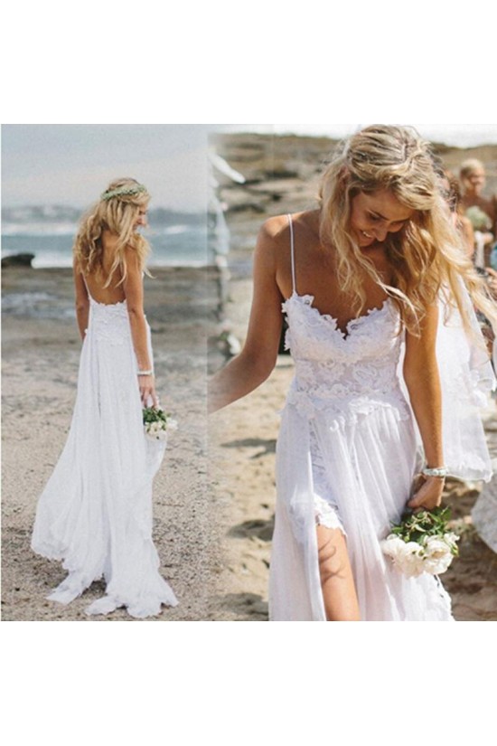 Long Chiffon and Lace Spaghetti Straps Wedding Dresses Bridal Gowns 903096 Long Chiffon and Lace Spaghetti Straps Wedding Dresses Bridal Gowns 903096