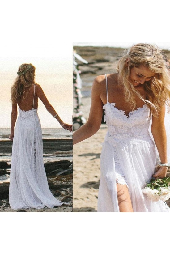 Long Chiffon and Lace Spaghetti Straps Wedding Dresses Bridal Gowns 903096 Long Chiffon and Lace Spaghetti Straps Wedding Dresses Bridal Gowns 903096