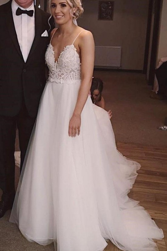 A-Line Halter Lace and Tulle Wedding Dresses Bridal Gowns 903124 A-Line Halter Lace and Tulle Wedding Dresses Bridal Gowns 903124