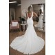 Long White Mermaid V Neck Wedding Dresses Bridal Gowns 903127