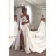 A-Line Long Satin Wedding Dresses Bridal Gowns 903128