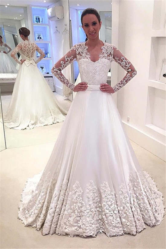 A-Line Lace Long Sleeves Wedding Dresses Bridal Gowns 903137 A-Line Lace Long Sleeves Wedding Dresses Bridal Gowns 903137