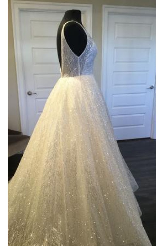A-Line Sparkle V Neck Wedding Dresses Bridal Gowns 903148 A-Line Sparkle V Neck Wedding Dresses Bridal Gowns 903148