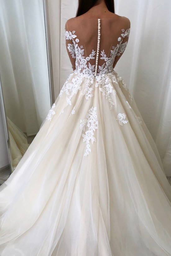 A-Line Long Sleeves Lace Wedding Dresses Bridal Gowns 903151 A-Line Long Sleeves Lace Wedding Dresses Bridal Gowns 903151