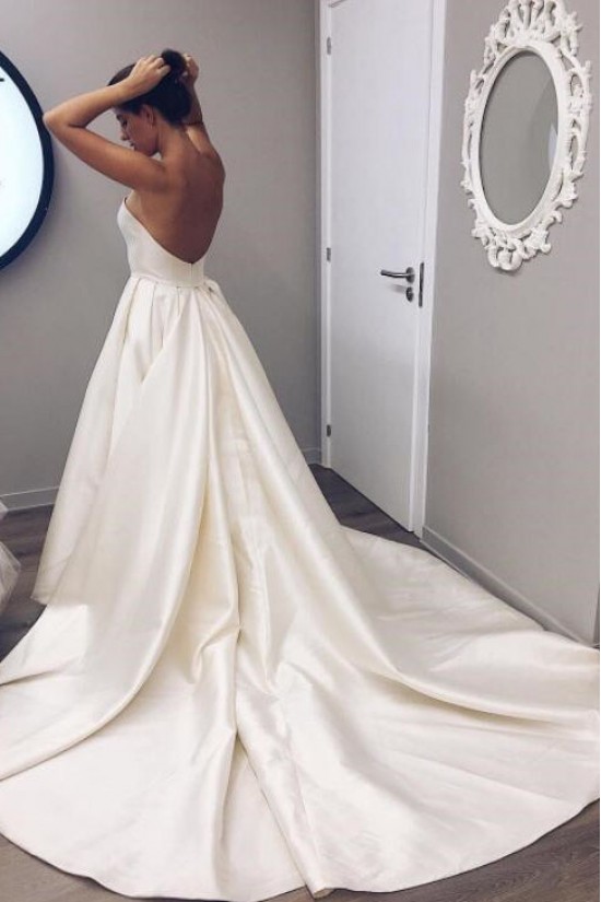 A-Line Strapless Long Satin Wedding Dresses Bridal Gowns 903152 A-Line Strapless Long Satin Wedding Dresses Bridal Gowns 903152