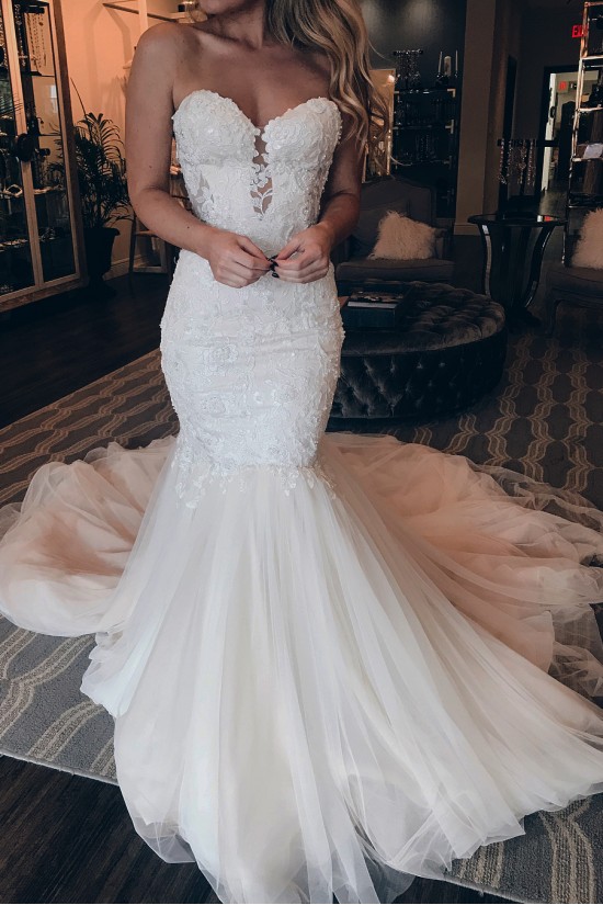 Timeless Mermaid Tulle Lace Long Sleeves Long Wedding Dresses