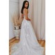 A-Line Lace and Tulle V Neck Wedding Dresses Bridal Gowns 903174