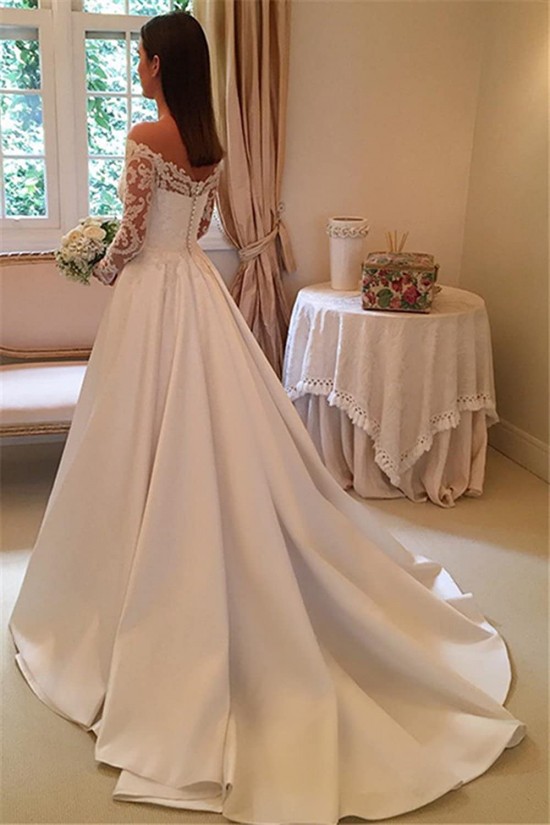 A-Line Lace Long Sleeves V Neck Wedding Dresses Bridal Gowns 903186 A-Line Lace Long Sleeves V Neck Wedding Dresses Bridal Gowns 903186