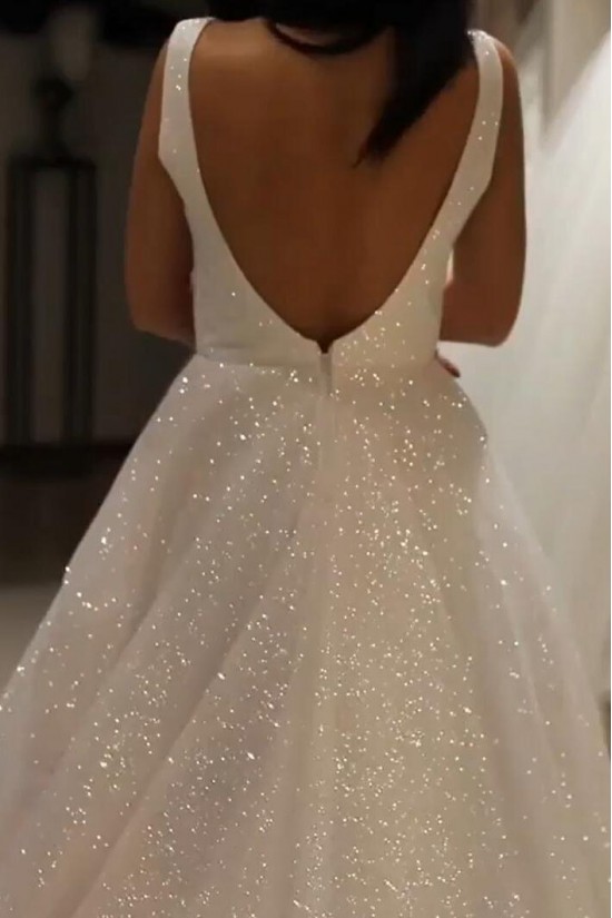 A-Line Sparkle V Neck Wedding Dresses Bridal Gowns 903190 A-Line Sparkle V Neck Wedding Dresses Bridal Gowns 903190