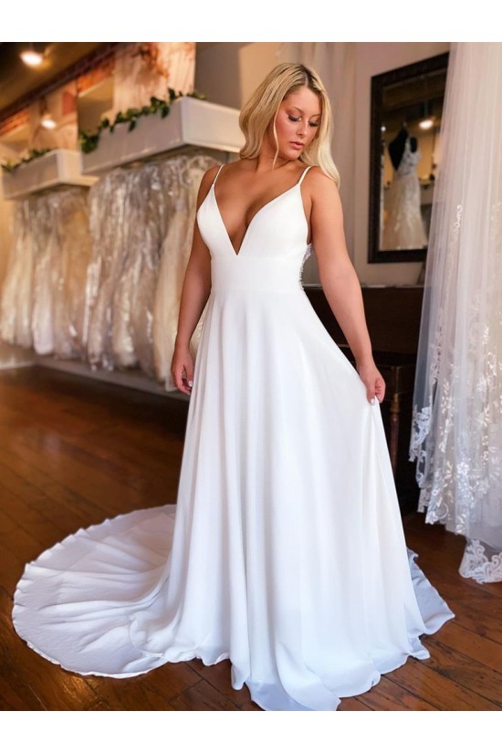 A-Line Chiffon and Lace V Neck Wedding Dresses Bridal Gowns 903196 A-Line Chiffon and Lace V Neck Wedding Dresses Bridal Gowns 903196