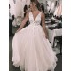 A-Line Lace V Neck Wedding Dresses Bridal Gowns 903216