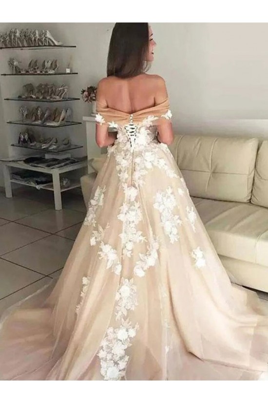 A-Line Off the Shoulder Lace and Tulle Wedding Dresses Bridal Gowns 903221 A-Line Off the Shoulder Lace and Tulle Wedding Dresses Bridal Gowns 903221