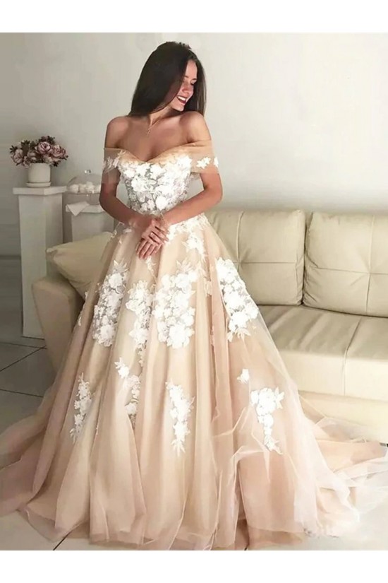 A-Line Off the Shoulder Lace and Tulle Wedding Dresses Bridal Gowns 903221 A-Line Off the Shoulder Lace and Tulle Wedding Dresses Bridal Gowns 903221