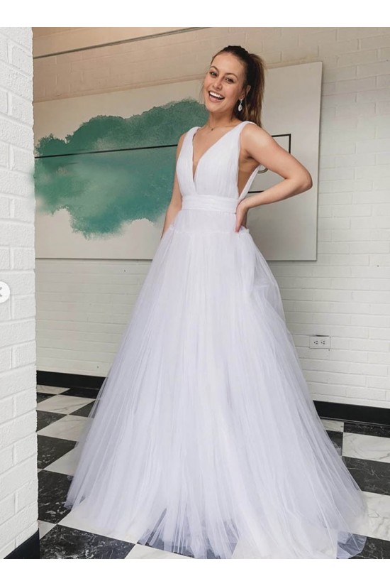 A-Line V Neck Tulle Wedding Dresses Bridal Gowns 903222 A-Line V Neck Tulle Wedding Dresses Bridal Gowns 903222