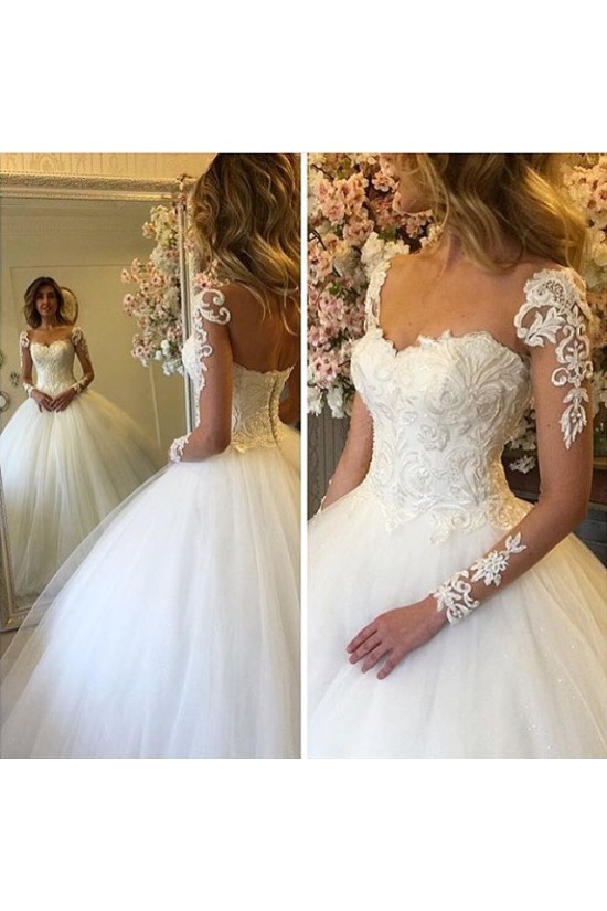 Ball Gown Lace and Tulle Long Sleeves Wedding Dresses Bridal Gowns 903226 Ball Gown Lace and Tulle Long Sleeves Wedding Dresses Bridal Gowns 903226