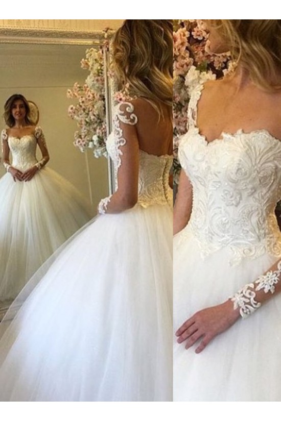 Ball Gown Lace and Tulle Long Sleeves Wedding Dresses Bridal Gowns 903226 Ball Gown Lace and Tulle Long Sleeves Wedding Dresses Bridal Gowns 903226