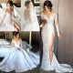 A-Line Lace and Satin Long Sleeves Wedding Dresses Bridal Gowns 903236 A-Line Lace and Satin Long Sleeves Wedding Dresses Bridal Gowns 903236