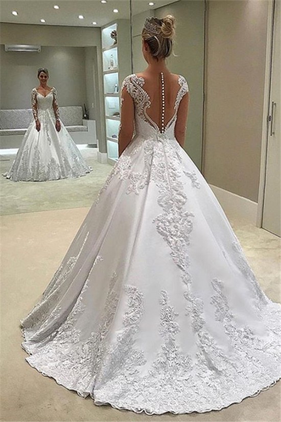 A-Line Lace Long Sleeves Wedding Dresses Bridal Gowns 903240 A-Line Lace Long Sleeves Wedding Dresses Bridal Gowns 903240