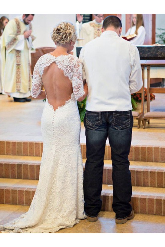 Elegant Mermaid Lace Wedding Dresses Bridal Gowns with Sleeves 903254 Elegant Mermaid Lace Wedding Dresses Bridal Gowns with Sleeves 903254