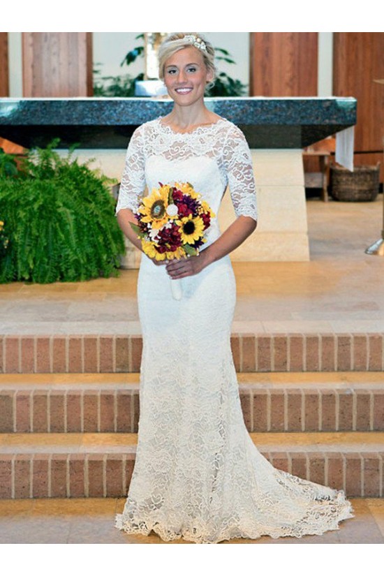 Elegant Mermaid Lace Wedding Dresses Bridal Gowns with Sleeves 903254 Elegant Mermaid Lace Wedding Dresses Bridal Gowns with Sleeves 903254