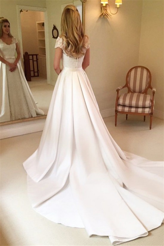 A-Line Lace Wedding Dresses Bridal Gowns with Short Sleeves 903257 A-Line Lace Wedding Dresses Bridal Gowns with Short Sleeves 903257
