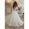 A-Line Long Satin Off the Shoulder Wedding Dresses Bridal Gowns 903265