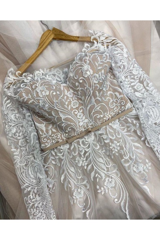 A-Line Long Sleeves Lace and Tulle Wedding Dresses Bridal Gowns 903269 A-Line Long Sleeves Lace and Tulle Wedding Dresses Bridal Gowns 903269