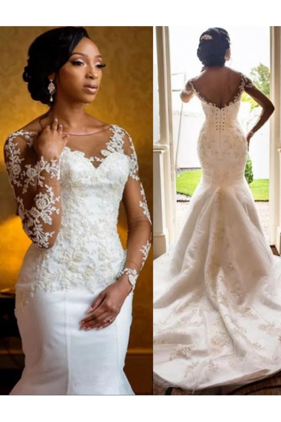 Mermaid Lace Long Sleeves Wedding Dresses Bridal Gowns 903289 Mermaid Lace Long Sleeves Wedding Dresses Bridal Gowns 903289
