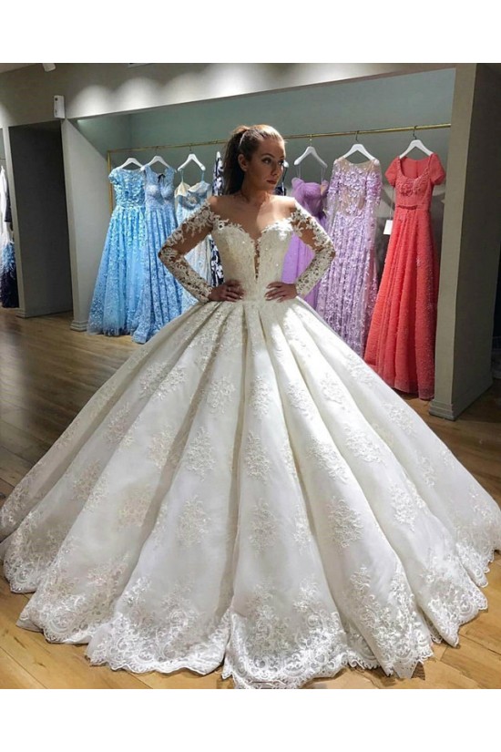 A-Line Lace Long Sleeves Wedding Dresses Bridal Gowns 903302 A-Line Lace Long Sleeves Wedding Dresses Bridal Gowns 903302