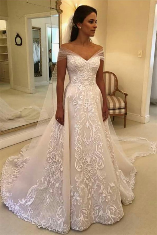 A-Line Lace Off the Shoulder Wedding Dresses Bridal Gowns 903306 A-Line Lace Off the Shoulder Wedding Dresses Bridal Gowns 903306