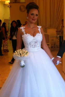 A-Line Lace and Tulle Wedding Dresses Bridal Gowns 903311