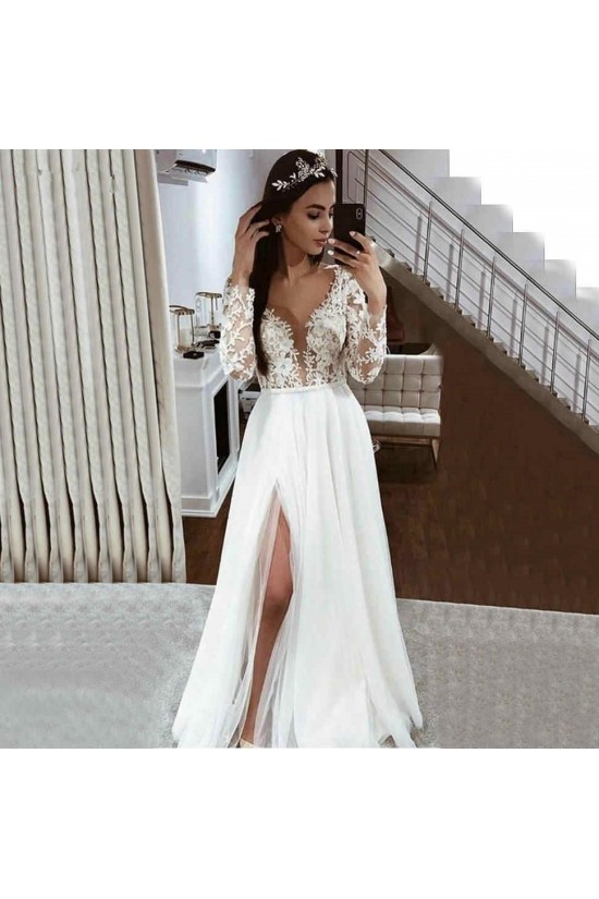 A-Line Lace Long Sleeves Wedding Dresses Bridal Gowns 903319 A-Line Lace Long Sleeves Wedding Dresses Bridal Gowns 903319
