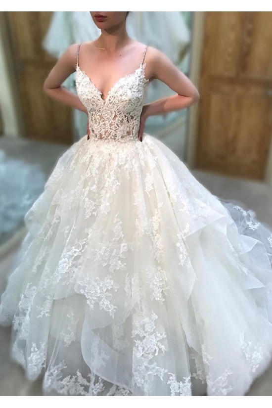 Elegant Lace Spaghetti Straps Wedding Dresses Bridal Gowns 903326 Elegant Lace Spaghetti Straps Wedding Dresses Bridal Gowns 903326