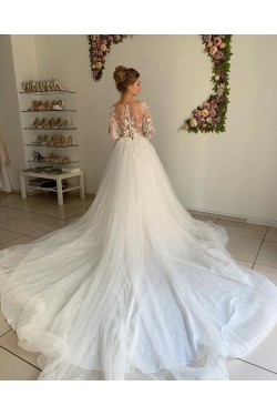 Lace and Tulle Long Sleeves Wedding Dresses Bridal Gowns 903330