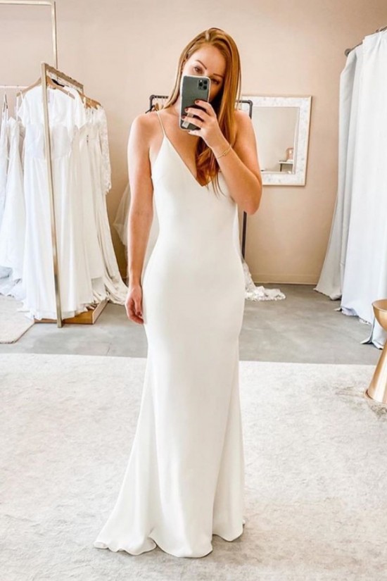Mermaid Spaghetti Straps V Neck Wedding Dresses Bridal Gowns 903336 Mermaid Spaghetti Straps V Neck Wedding Dresses Bridal Gowns 903336