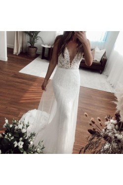 Long Mermaid Lace and Tulle Wedding Dresses Bridal Gowns 903337