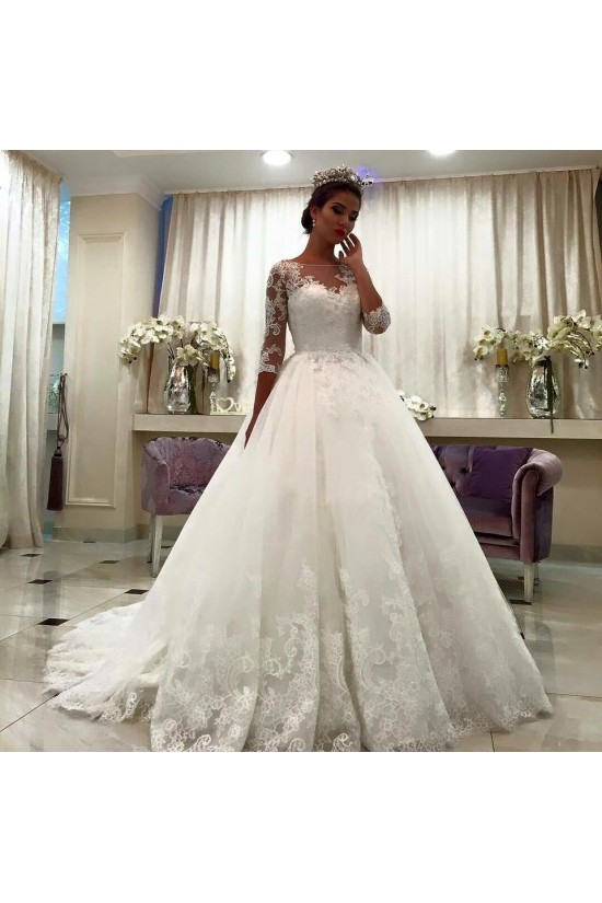 A-Line Lace Wedding Dresses Bridal Gowns with Long Sleeves 903342 A-Line Lace Wedding Dresses Bridal Gowns with Long Sleeves 903342