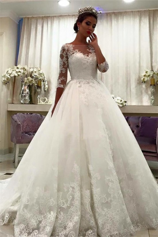 A-Line Lace Wedding Dresses Bridal Gowns with Long Sleeves 903342 A-Line Lace Wedding Dresses Bridal Gowns with Long Sleeves 903342