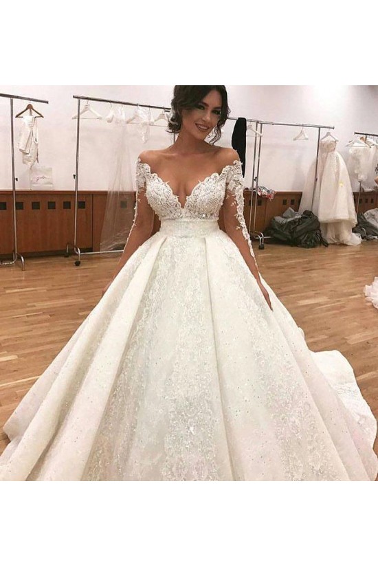 A-Line Lace Long Sleeves Wedding Dresses Bridal Gowns 903354 A-Line Lace Long Sleeves Wedding Dresses Bridal Gowns 903354