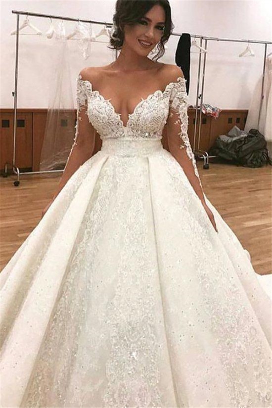 A-Line Lace Long Sleeves Wedding Dresses Bridal Gowns 903354 A-Line Lace Long Sleeves Wedding Dresses Bridal Gowns 903354