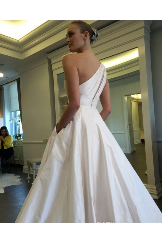 A-Line One Shoulder Wedding Dresses Bridal Gowns with Pockets 903397 A-Line One Shoulder Wedding Dresses Bridal Gowns with Pockets 903397