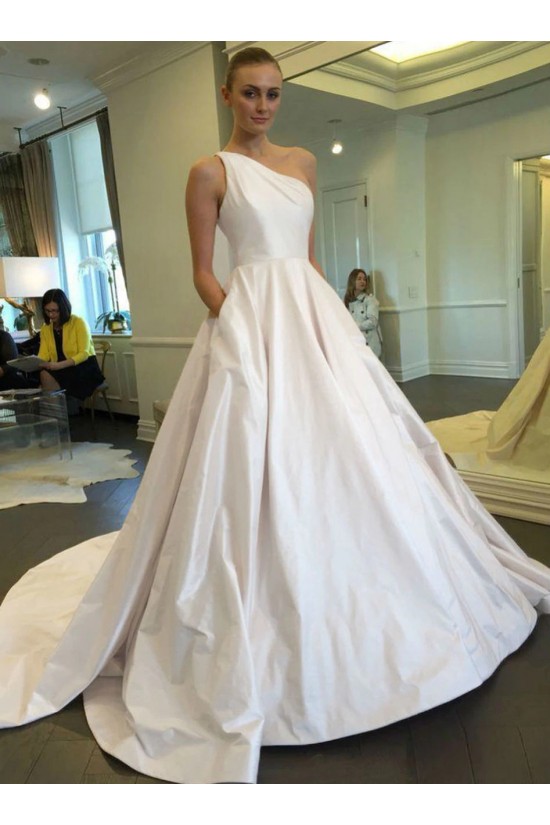 A-Line One Shoulder Wedding Dresses Bridal Gowns with Pockets 903397 A-Line One Shoulder Wedding Dresses Bridal Gowns with Pockets 903397