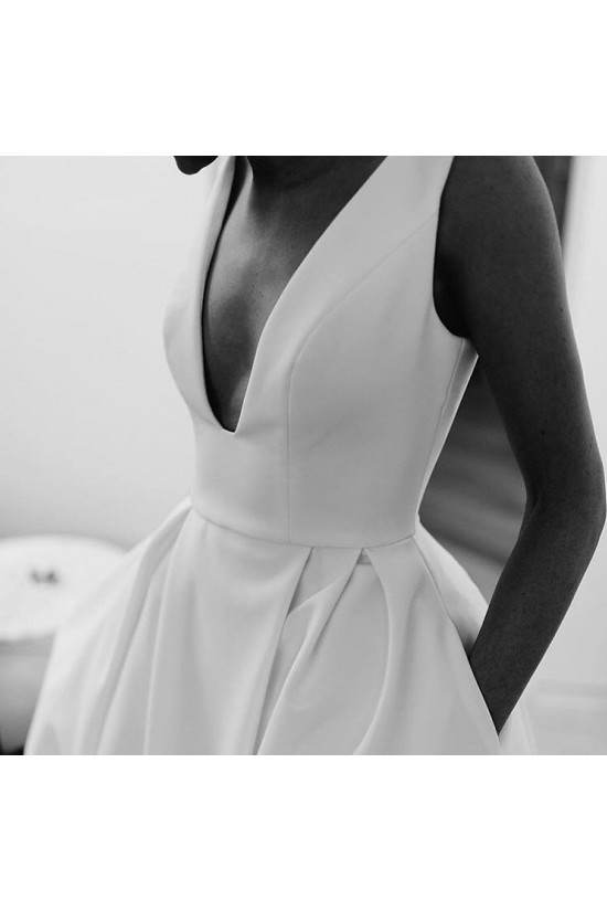 A-Line Long Satin V Neck Wedding Dresses Bridal Gowns 903407 A-Line Long Satin V Neck Wedding Dresses Bridal Gowns 903407