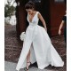 A-Line Long Satin V Neck Wedding Dresses Bridal Gowns 903407 A-Line Long Satin V Neck Wedding Dresses Bridal Gowns 903407