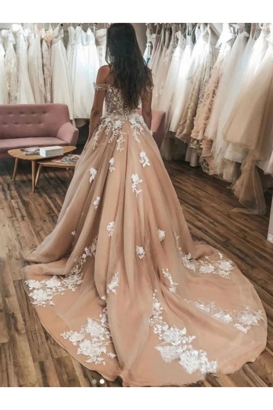 A-Line Off the Shoulder Lace and Tulle Wedding Dresses Bridal Gowns 903408 A-Line Off the Shoulder Lace and Tulle Wedding Dresses Bridal Gowns 903408