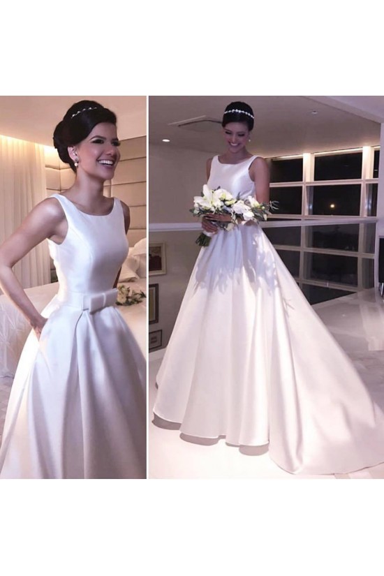 A-Line Long Satin Wedding Dresses Bridal Gowns 903413 A-Line Long Satin Wedding Dresses Bridal Gowns 903413
